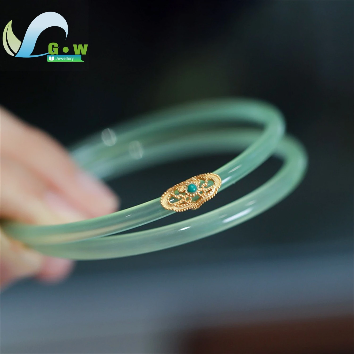 

Яблочно-зеленый браслет с подвесками, бирюзовый дизайн Ruyi, агат, халцедон, тонкий браслет, традиционный китайский стиль, ювелирные изделия, подарок для женщин