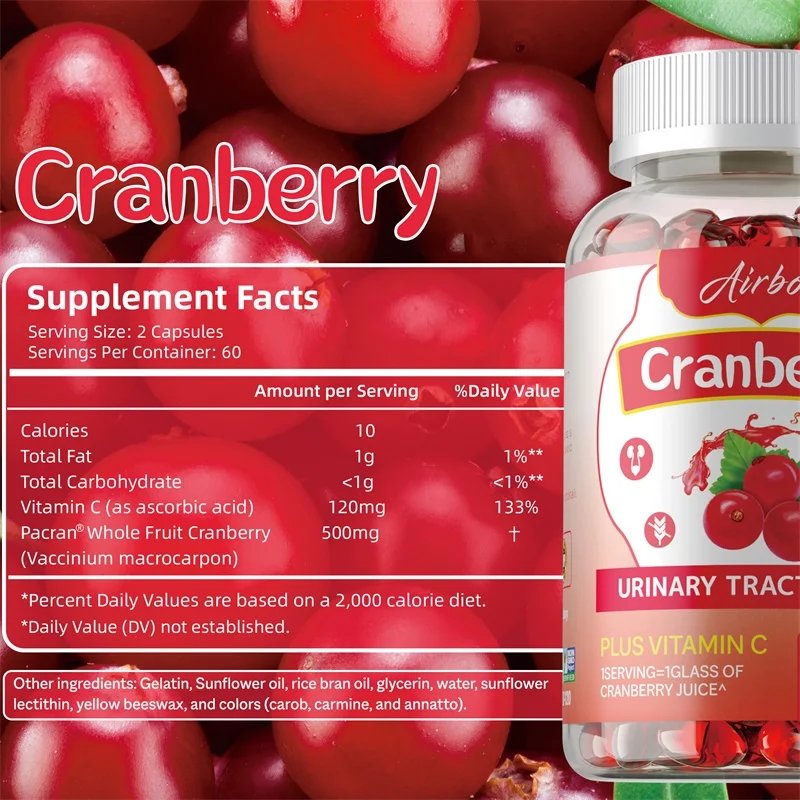 Capsule di mirtillo rosso: aiuta a pulire e proteggere il tratto urinario, ridurre la frequenza urinaria, la salute della vescica, migliorare l'immunità