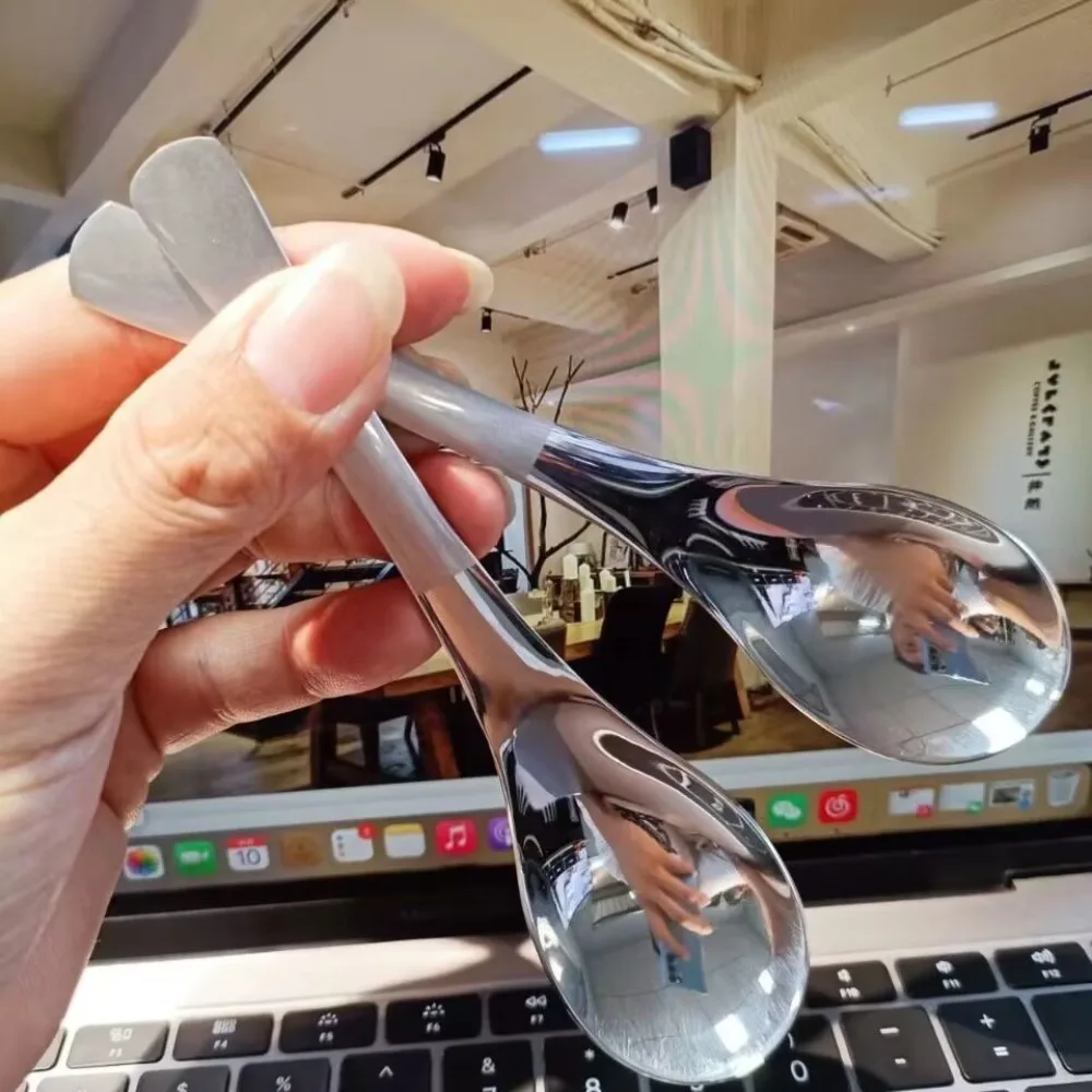 Pot Spoon Gold Silver Stainless Steel Spoon Polished Mirror Soup Spoons Long Handle Korean Soup