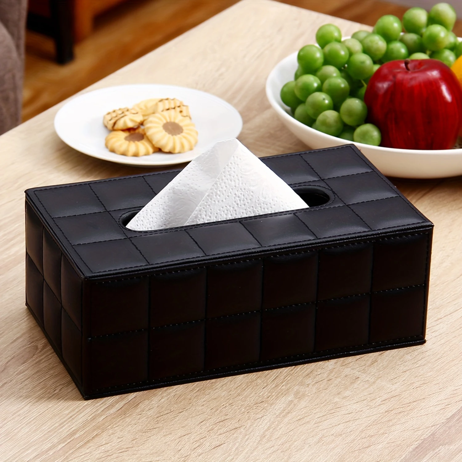 

1pc Simple Solid Color Tissue Box, Tissue Box Cover, Napkin Dispenser Container, Rectangular Tissue Holder, Household Tissue Bo