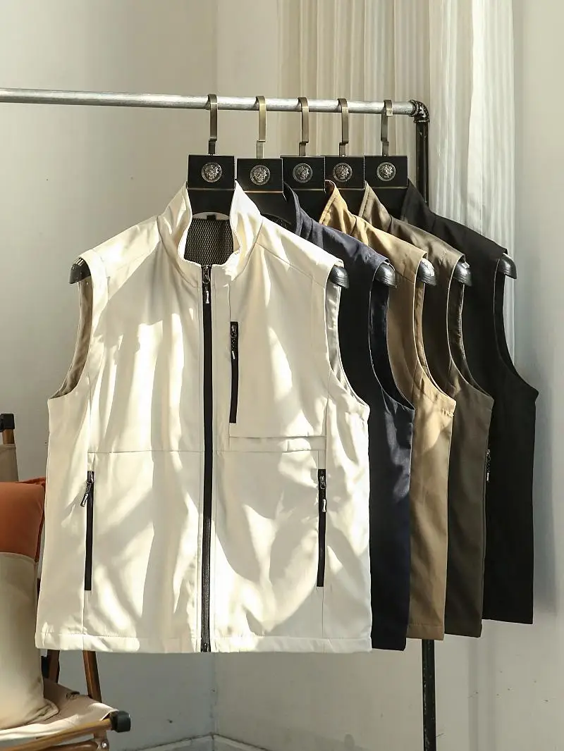 

Outdoor Men's Faion Casual Multi-ket Workwear Stand Collar Fiing Vest Jaet Autumn New Sle Waterproof Windproof