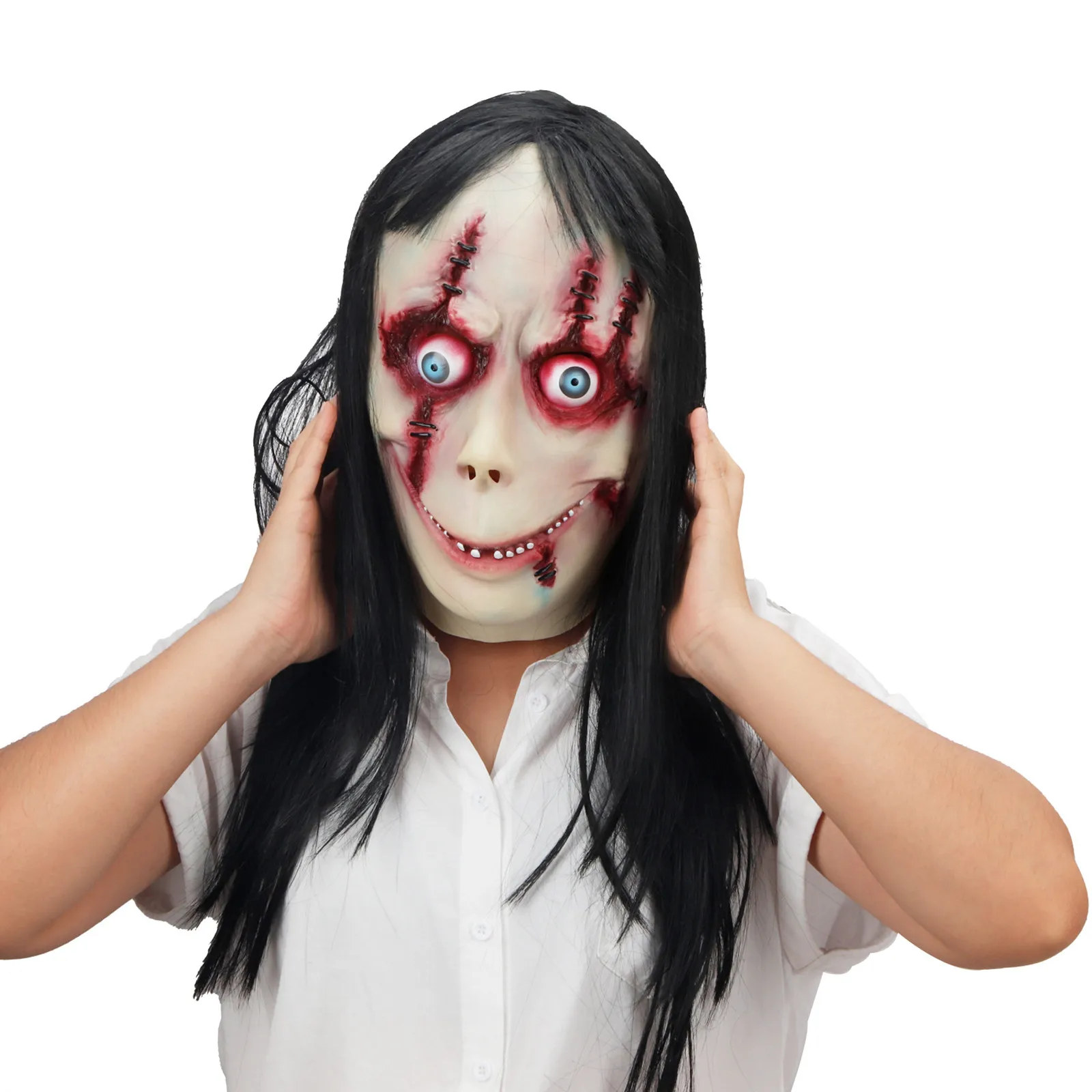 Creepy Halloween Mask Sadako Horror Mask Cosplay Props Halloween Face Mask