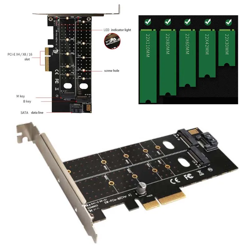 

Адаптер адаптера PCI-E Riser Преобразователь PCIe Контроллер карты PCI E Sata Карта PCI-E к M.2 Карта адаптера PCI-E Sata Карта расширения