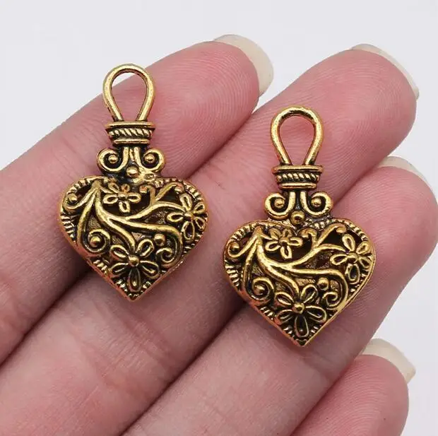 3pcs 31x19x9mm Tibetan Silver Pendant 3D Heart Flower Pattern Charm EF3697