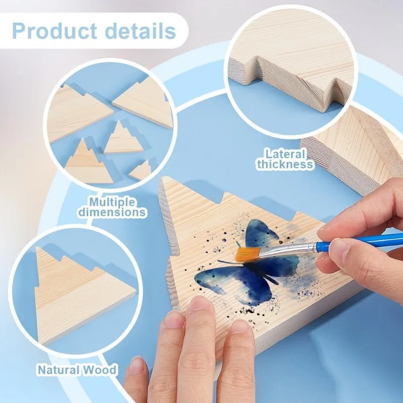 5 قطعة 5 أحجام كتل خشبية غير مكتملة على شكل جبل 18 مللي متر جبل سميك قطع خشبية فارغة صينية خشبية غير مكتملة خشبية