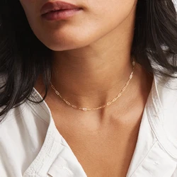 Fashion Gold Color 316 Stainless Steel Paperclip Link Necklace Women Chain Choker for Woman Men Necklace Jewelry Gift