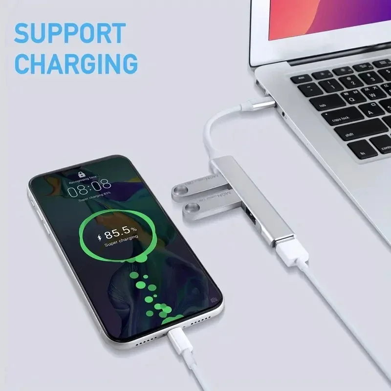 Telefon komórkowy Komputer Rozgałęźnik USB 1 na 4 Szybka transmisja danych Wielofunkcyjny rozdzielacz kabli — zdjęcie 3