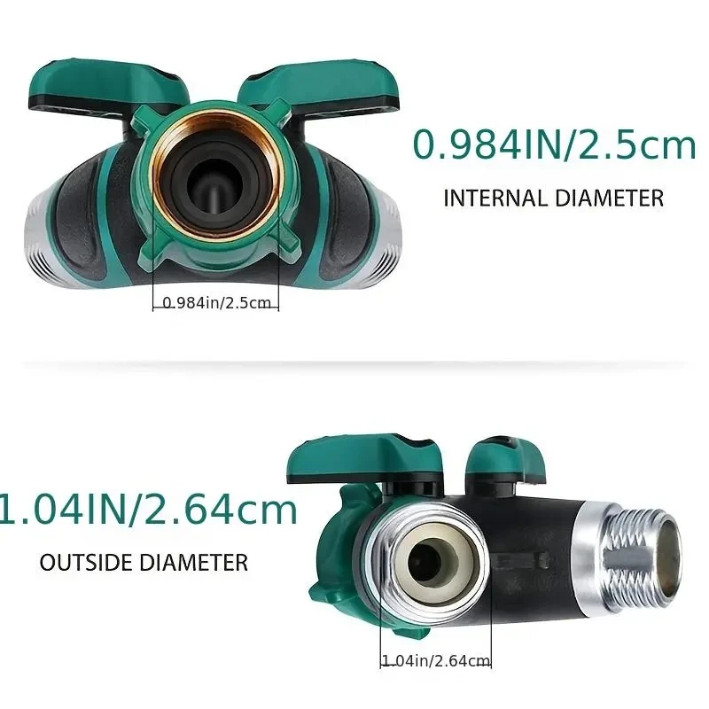 Hose Splitter 2 Way Heavy Duty, Garden Faucet Faucet Splitter Hose Garden Hose Y Splitter All Metal With Shut Off Valve