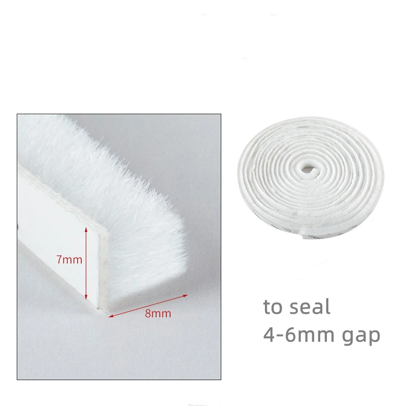 Self-Adhesive Brush Strips for Doors & Windows,Sealing Strip,Draft Stopper,Weatherstrip, 7x8mm 7x6mm 11x7mm,10m,Brown Grey Black