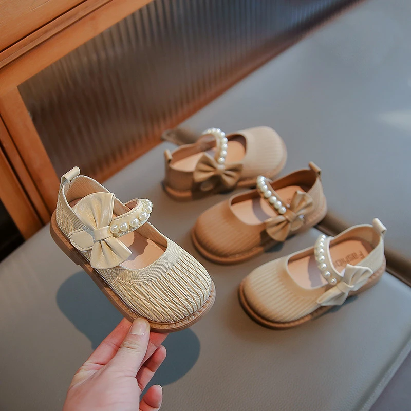 Girls Sweet Princess Leather Shoes Spring Autumn Bowknot Kids Causal Flat Shoes Wedding Party Children Catwalk Mary Jane Shoes