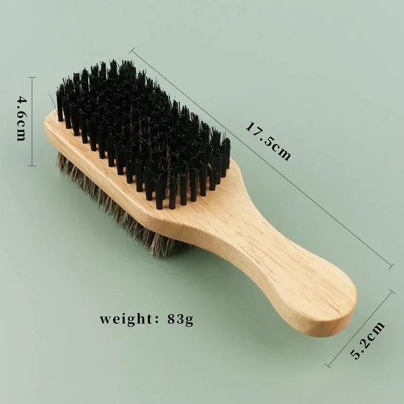 1PC Men Bristle Hair Brush Wooden Wave Brush for Male Beard Hairbrush Dual-purpose Double-sided Beard Brush Barber Styling Tools