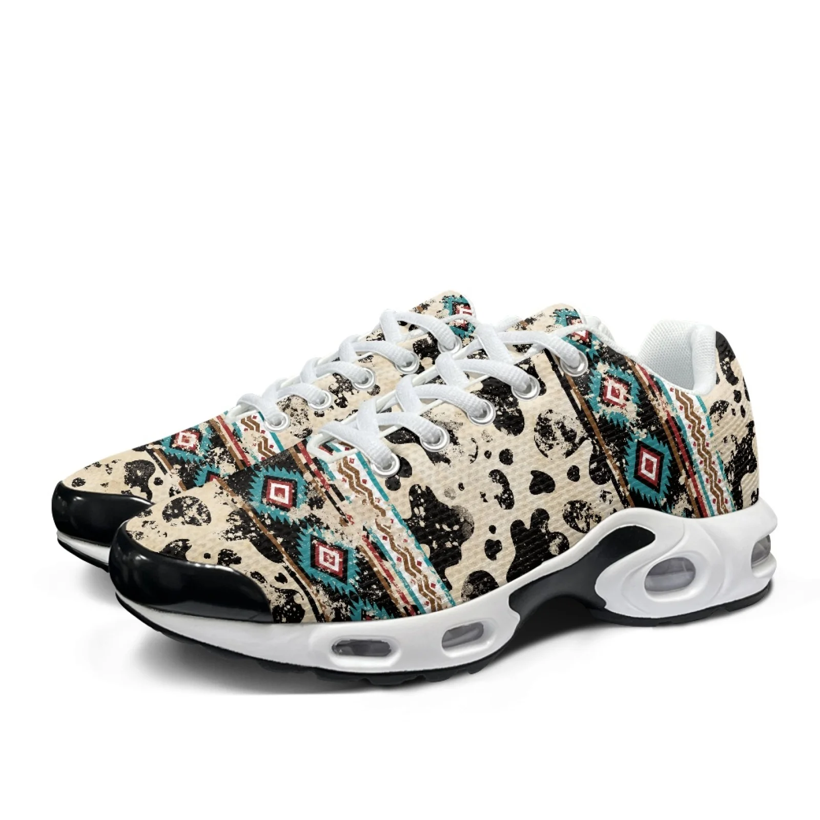 XIXIRIMIDO Air Cushion Sneaker Women's Running Shoe Nurse Shoes Men's Sneakers and Casual Shoes Tenis Feminino Aztec Cow Print