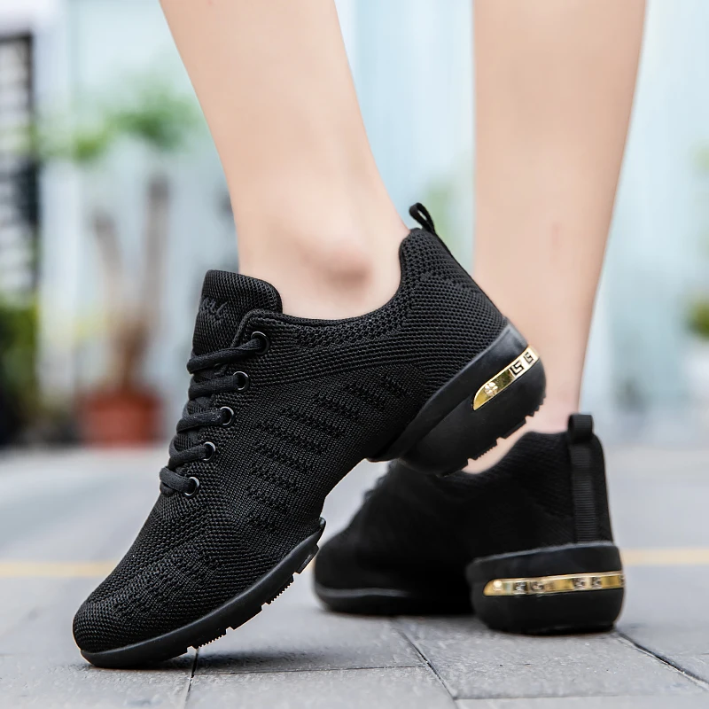 Women's Breathable Mesh Dance Shoes, Non-Slip Rubber Sole Jazz Sneakers Modern Square Dancing 2320