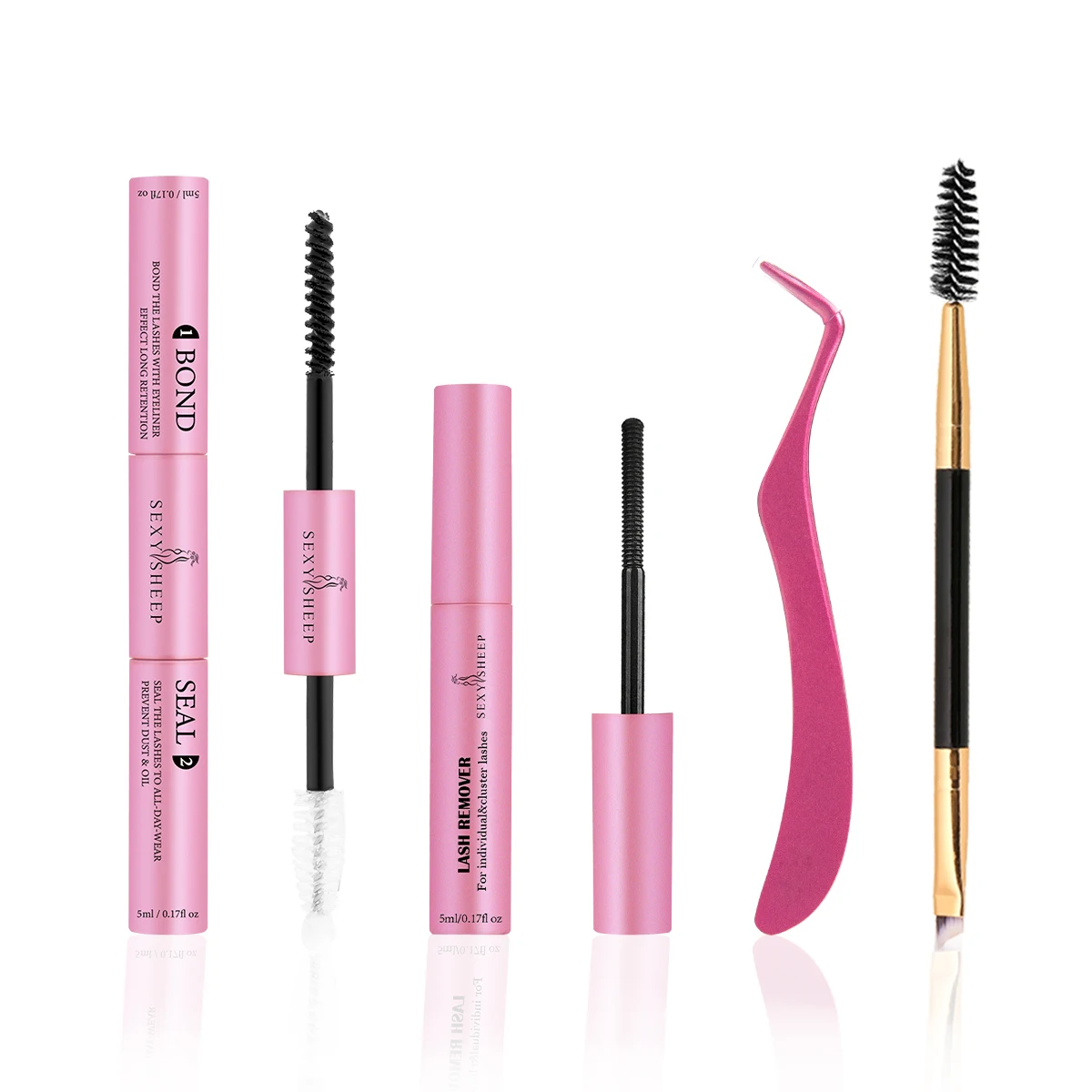 Lash Bond and Seal Dissolvant de colle pour extensions de cils, kit de bricolage, longue durée, pince à épiler, pinceau à cils, outil de maquillage, 5ml, 10ml