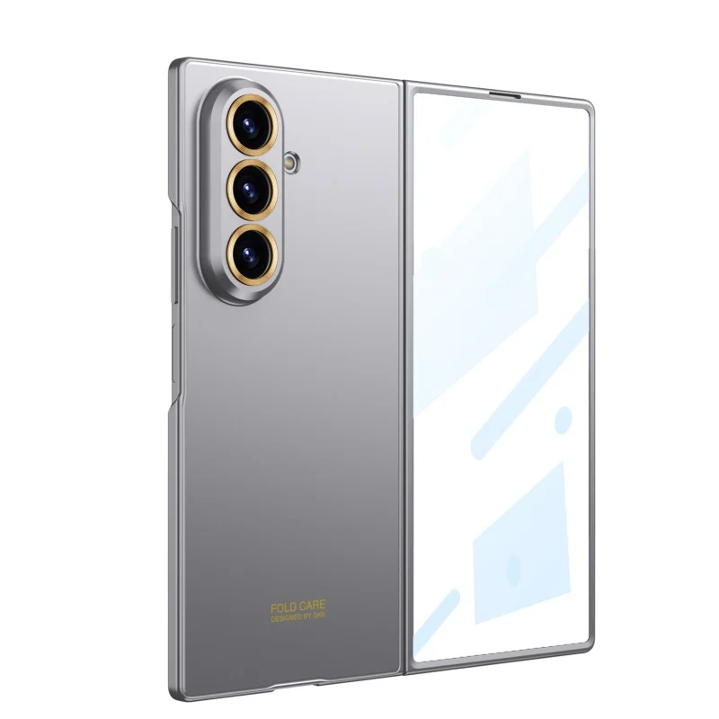 Luxuriöse, modische, ultradünne Hülle für Samsung Galaxy Z Fold 8 Ultra 7 6 5G mit Displayschutzfolie aus Glas, matte Schutzhülle