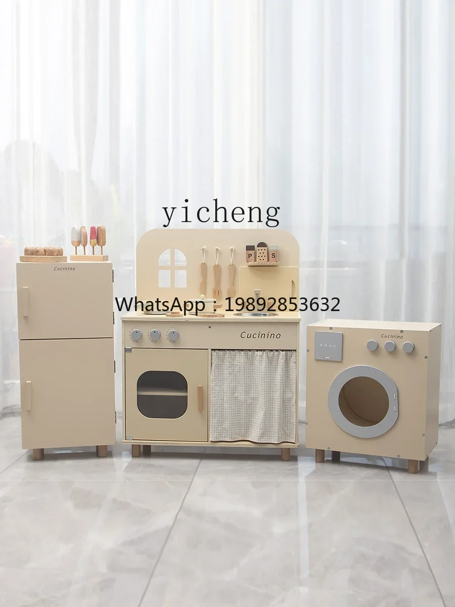 AF  Children's Kitchen  House Simulation Barbecue Table Girl Cooking Wooden Kitchenware