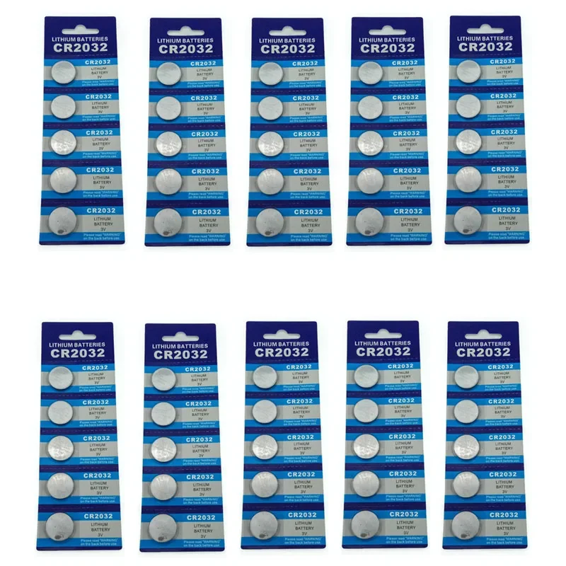 

50PCS /10 Cards 3V CR2032 DL2032 CR 2032 KCR2032 5004LC Lithium Button Coin Cell Battery For Watch Toys Remote Car Keys