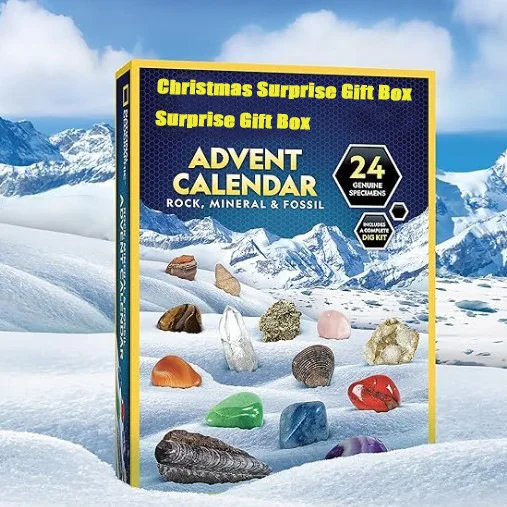 

24days Countdown To Christmas Mineral Gift Box Spiritual Crystal Surprise Gift Box Set Gift for Children and Friends