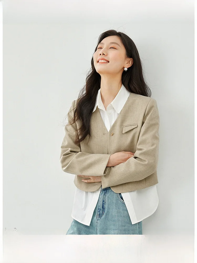

Ele Commute Outerwear V-Ne Open Cardigan Loose Slimming Spring Autumn New Arrival Ladies Faion Polyester Blend