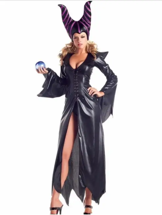 

Adult Women Maleficent Witch Costume Halloween Dark Sorceress Queen Cosplay Fancy Dress