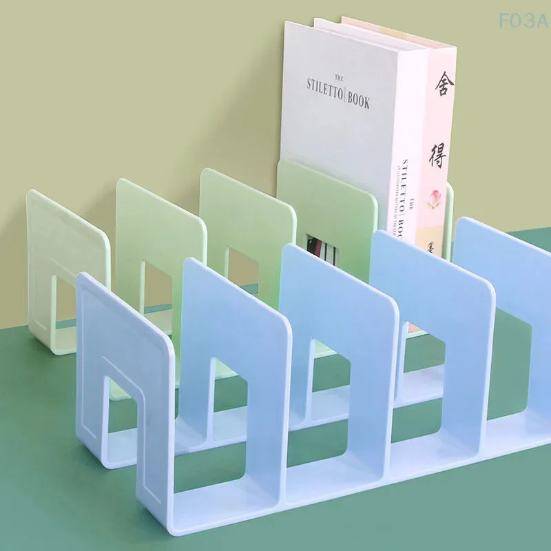 

Multi-Purpose 4-Compartment Bookend Rack - Desk Bookshelf for Storing Books, CDs, Magazines & Office Supplies