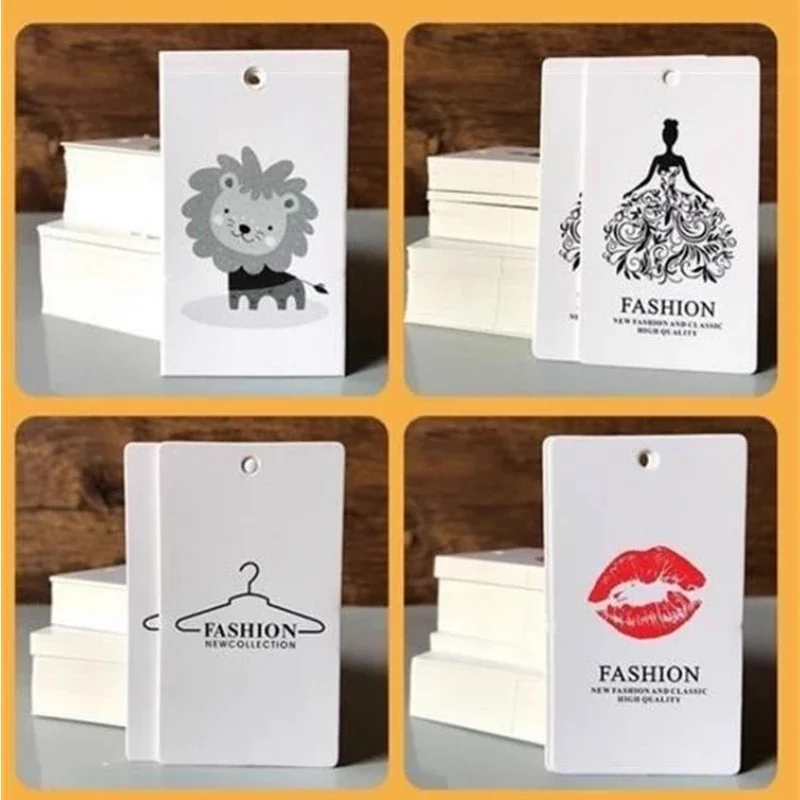 200Pcs Free Design Hang Tags with Logo, 400gsm Paper Clothing Brand Hanging Tag Customized