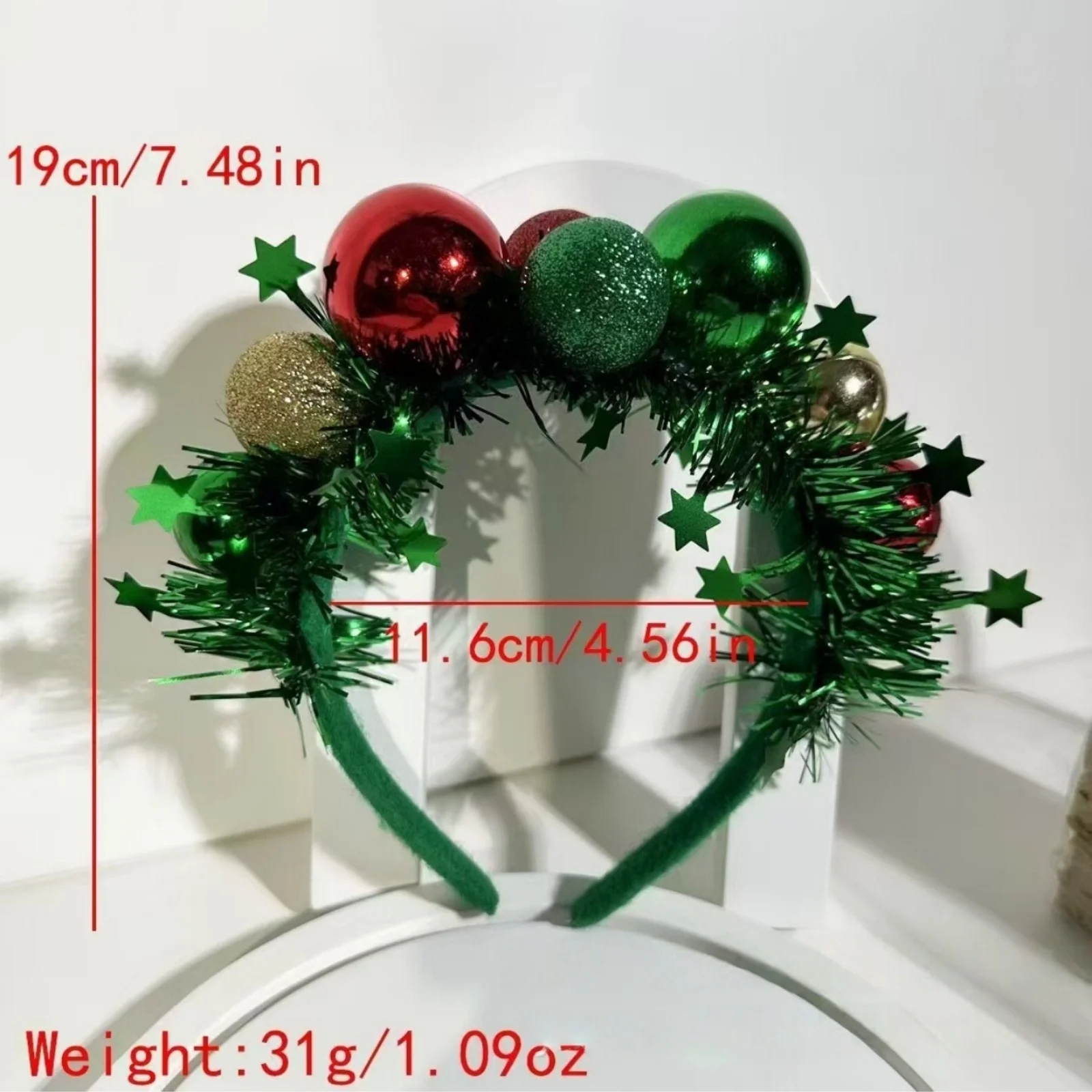 1PC Ball und bunte Streifen Haarreifen, Weihnachtskopfschnalle, kreative leuchtende Party bunte Kugel Kopfbedeckung ABS – Detail 7