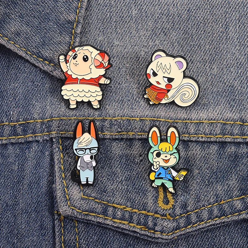 Cartoon Fun Cute Animal Rabbit Sheep Brooch Fun Metal Badge Men's and Women's Accessories Backpack Gift Medal Badges on Backpack