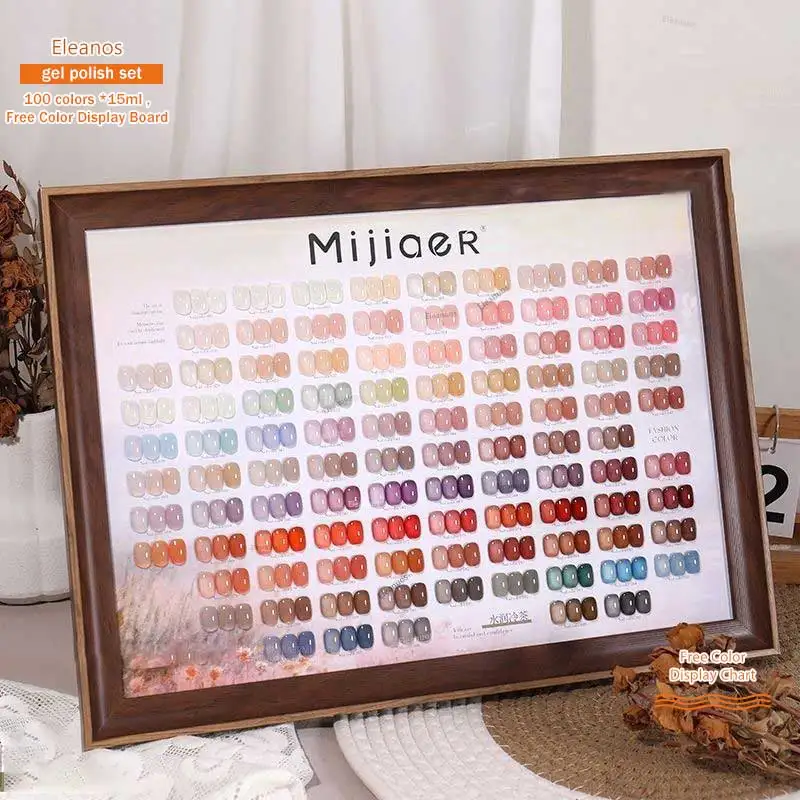 Eleanuos 100 pièces gelée verre Gel vernis à ongles ensemble avec carte de couleur cristal nu rose tremper Kit de Gel UV pour Nail Art manucure Gel