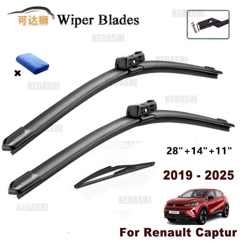 

Car Wiper For Renault Captur MK2 JB/JE 2019 Onward Front Rear Wiper Blades Brushes Cutter Auto Accessories 28"+14"+11"