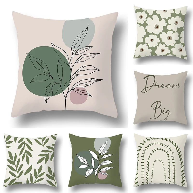 

Nordic style fresh pillowcase cushion sofa cushion r home decoration leaf decoration pillowcase