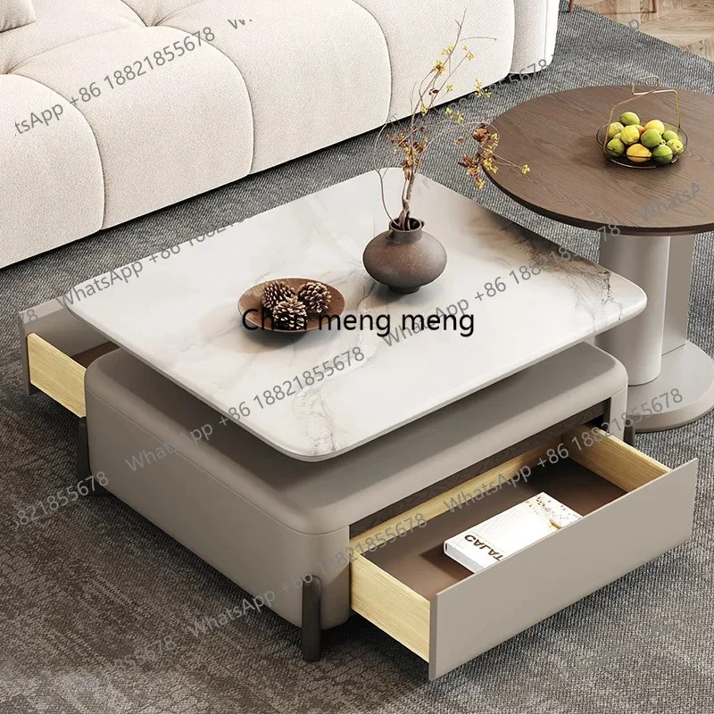 

E136 Minimalist 2-Piece Coffee Tables Set for Living Room Modern Home Interior Center Table with Storage Drawers Side Table Furn