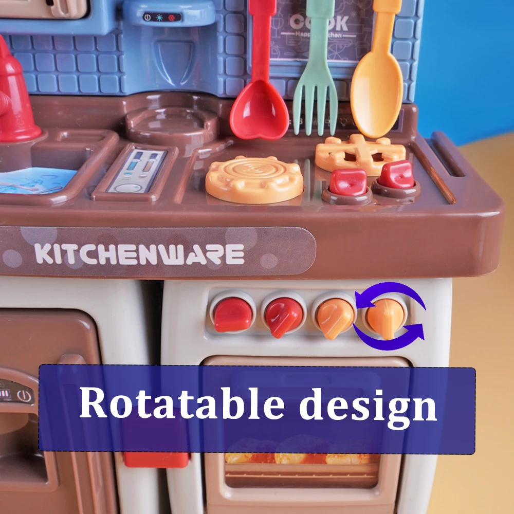 Mini Food Cooking Set Real Oven Realistic Meals Miniature Double Door Refrigerator Kids Kitchen Set With Music And Lights Play