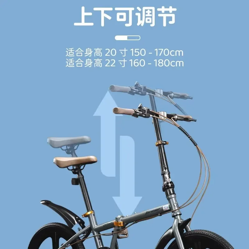 Permanent Folding Bicycle for Adults Men and Women Portable Commuter Bike with Variable Speed for Work and Daily Use