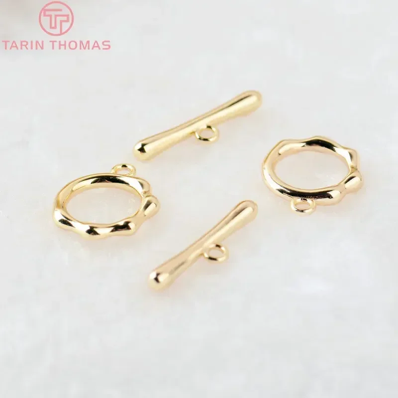 (3245)6 Sets O:13MM T:20MM 24K Gold Color Plated Brass Round Bracelet O Toggle Clasps High Quality Diy Jewelry Accessories