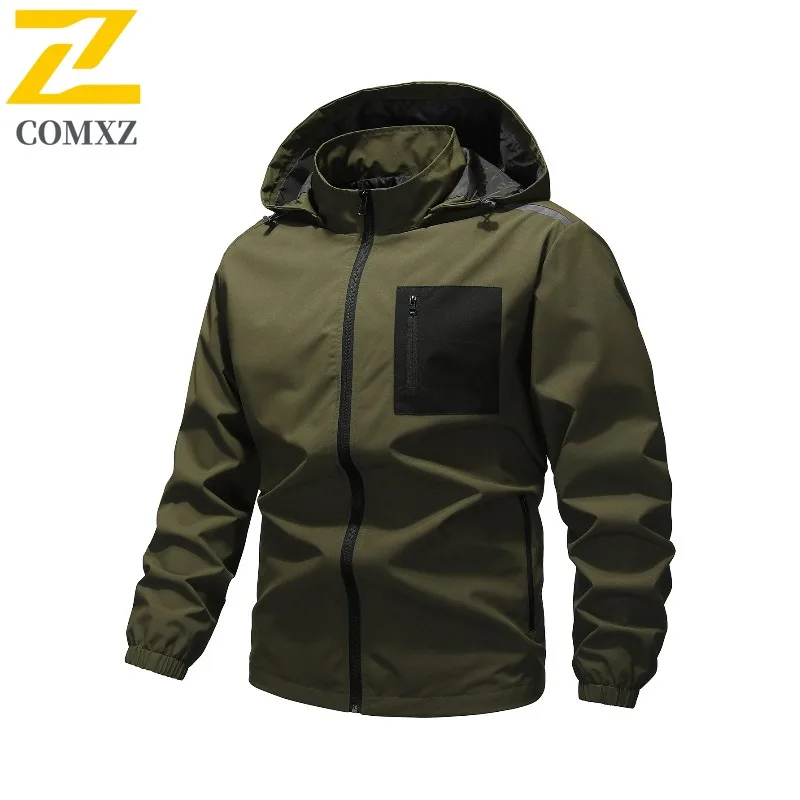 

COMXZ Brand Luxury Men Jacket Detachable Hood Outdoor Climbing Lightweight Coat Casual Daily Style Windproof Autumn Garment