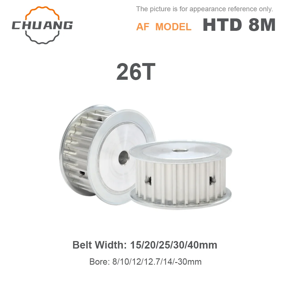 26Teeth HTD 8M Timing Pulley Bore 8-30mm For Belt Width 15/20/25/30mm 26T Timing Synchronous Pulleys AF Type