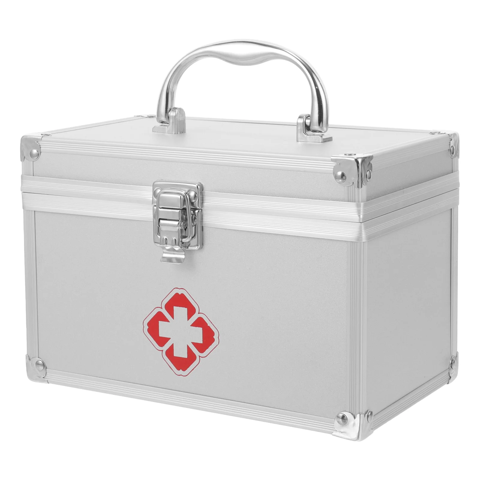 Medicine Box Pill Boxes Cabinet Covered First Aid Case Empty Sturdy Aluminum Alloy Organizers and Storage with Handle