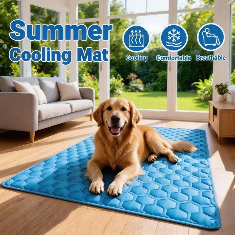 Dog Cooling Mat Summer Dogs Cats Ice Pad Breathable Ice Silk Cool Cushion Sleeping Mat for Small Medium Large Dogs Pets Supplies