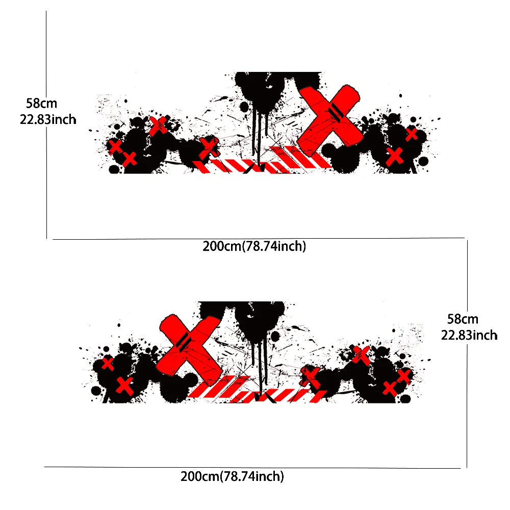 Black Graffiti Splatter Line Car Side Sticker Vinyl Self-adhesive Paper Motorsport Paint Decal Suitable for Car Truck Suv Decor