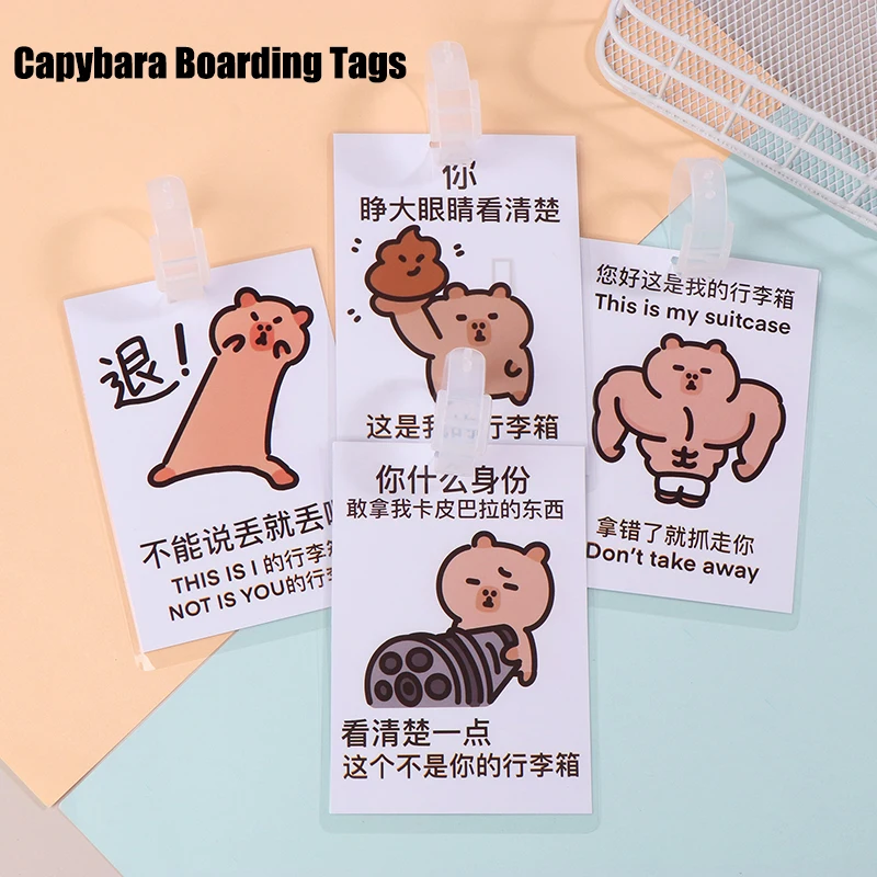 ป้ายที่ใส่ที่อยู่ ID กระเป๋าเดินทางป้ายกระเป๋าการ์ตูน capybara ป้ายขึ้นเครื่องป้ายพกพา