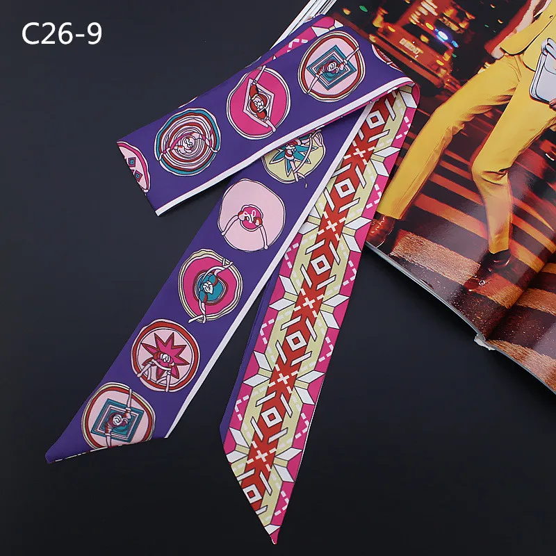 New Fashion Print Scarf Women Small Silk Scarf Luxury Brand Bag Ribbons Fashion Head Scarf Hot Sale Long Scarves C26