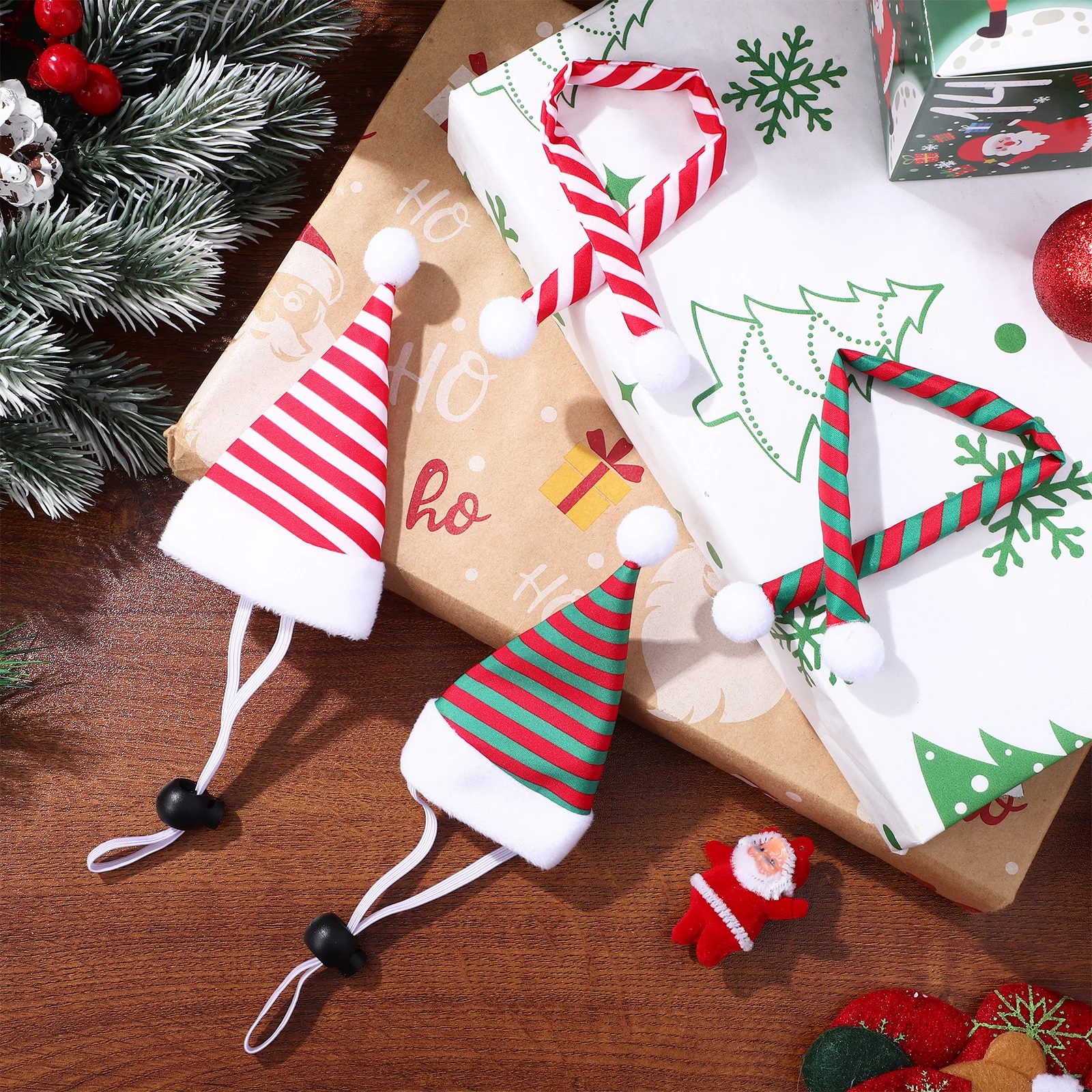 

2Sets Christmas Pet Hats Scarves Small Dogs Cats Guinea Pigs Fashionable Warm Winter Wear Easy Clean Dog Scarf