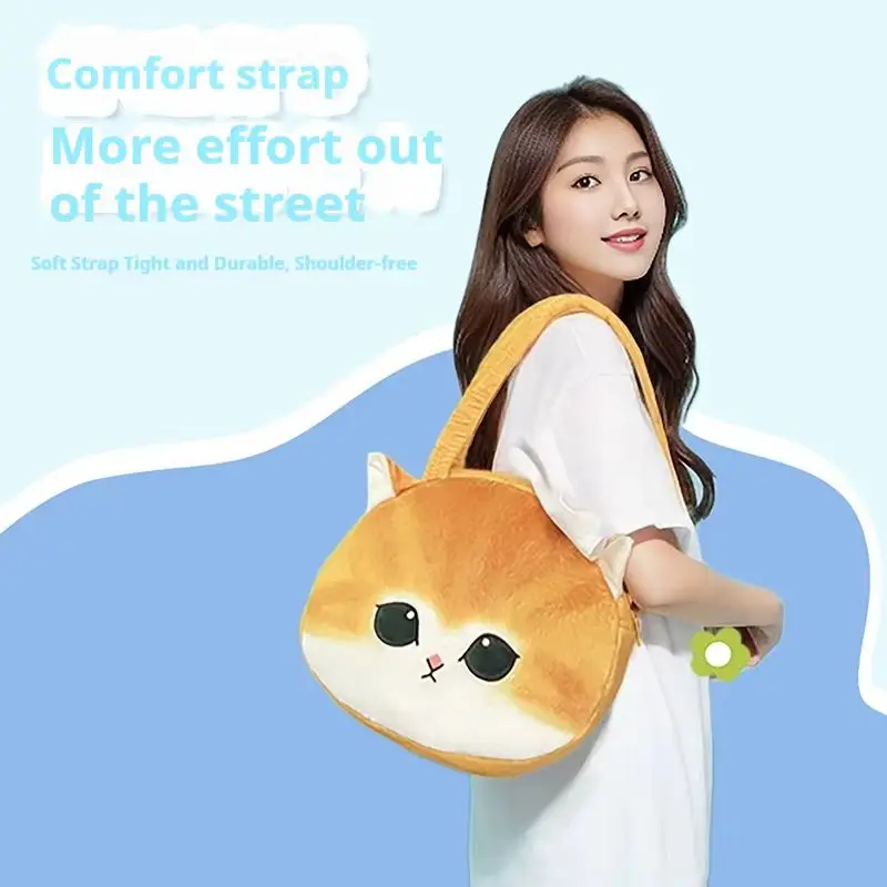 Bolso de mano oficial Mofusand con cara grande, bolso de hombro de felpa con gato tiburón, bolso de dibujos animados con animales de peluche, bolso para regalo de Festival