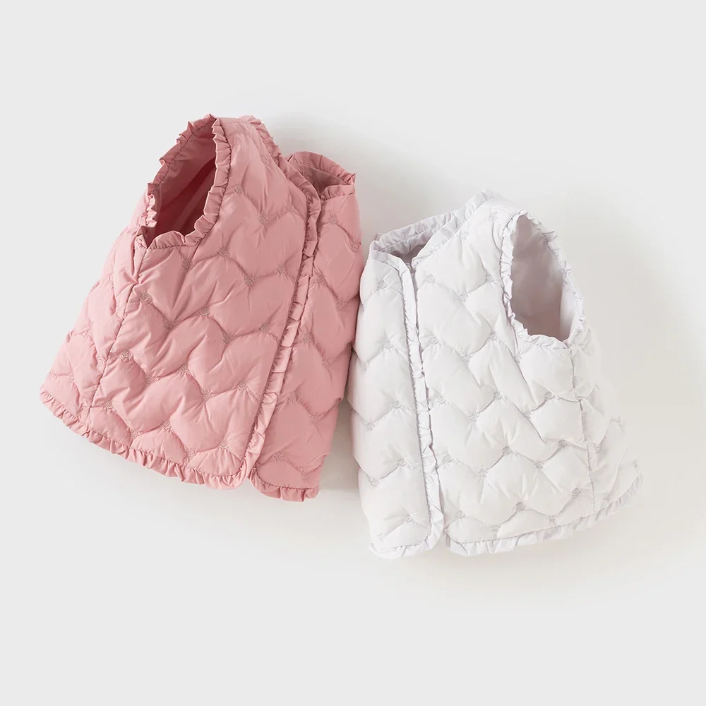 Dave Bella Children Girls Baby Warm Vest Winter Fashion Casual kids White Duck Down Clothes Coat Padding Outerwear DB4254124