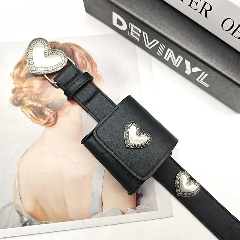 Модный чехол для ключей с поясом в форме сердца и сумкой, многофункциональная поясная сумка в форме сердца Y2K, водонепроницаемая поясная сумка из сплава, пояс для улицы