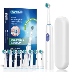 Rotating Electric Toothbrush 5 Modes USB Fast Rechargeable Rotary Electric Toothbrush with Timer, Travel Case and 4/8 Brush Head