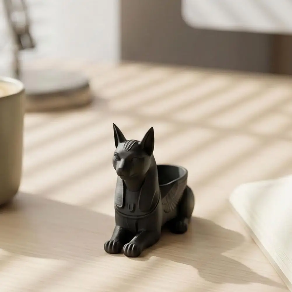 Cat Jewelry Holder Egyptian Cat Statue Desk Organizer 3d Printed Bastet Figurine with Storage Mythical Creature Home Office