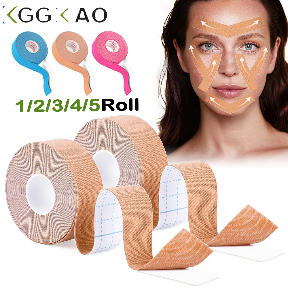 1/2/3/4/5/6 Roll Kinesiology Tape for Face,Facial Myofascial Lift Tape for Skin Firming, Toning & Tightening Anti-Freeze Sticker