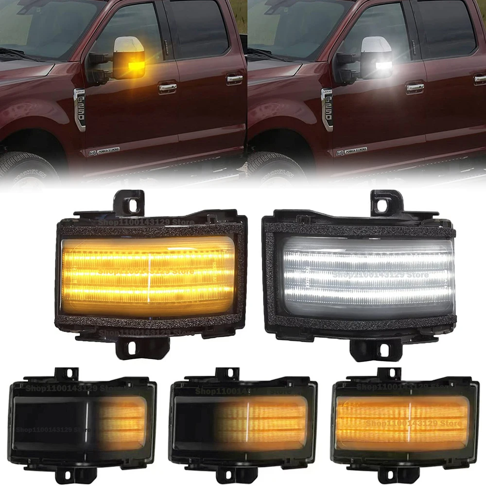 

Amber&White LED Side Mirror Lights Blinker Turn Signal Lamp For 2017--2022 Ford F-250 F-350 F-450 Super Duty Towing Mirror Lamp